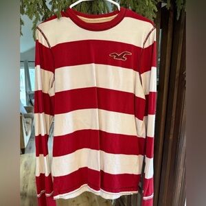 Hollister Red and White Striped Shirt